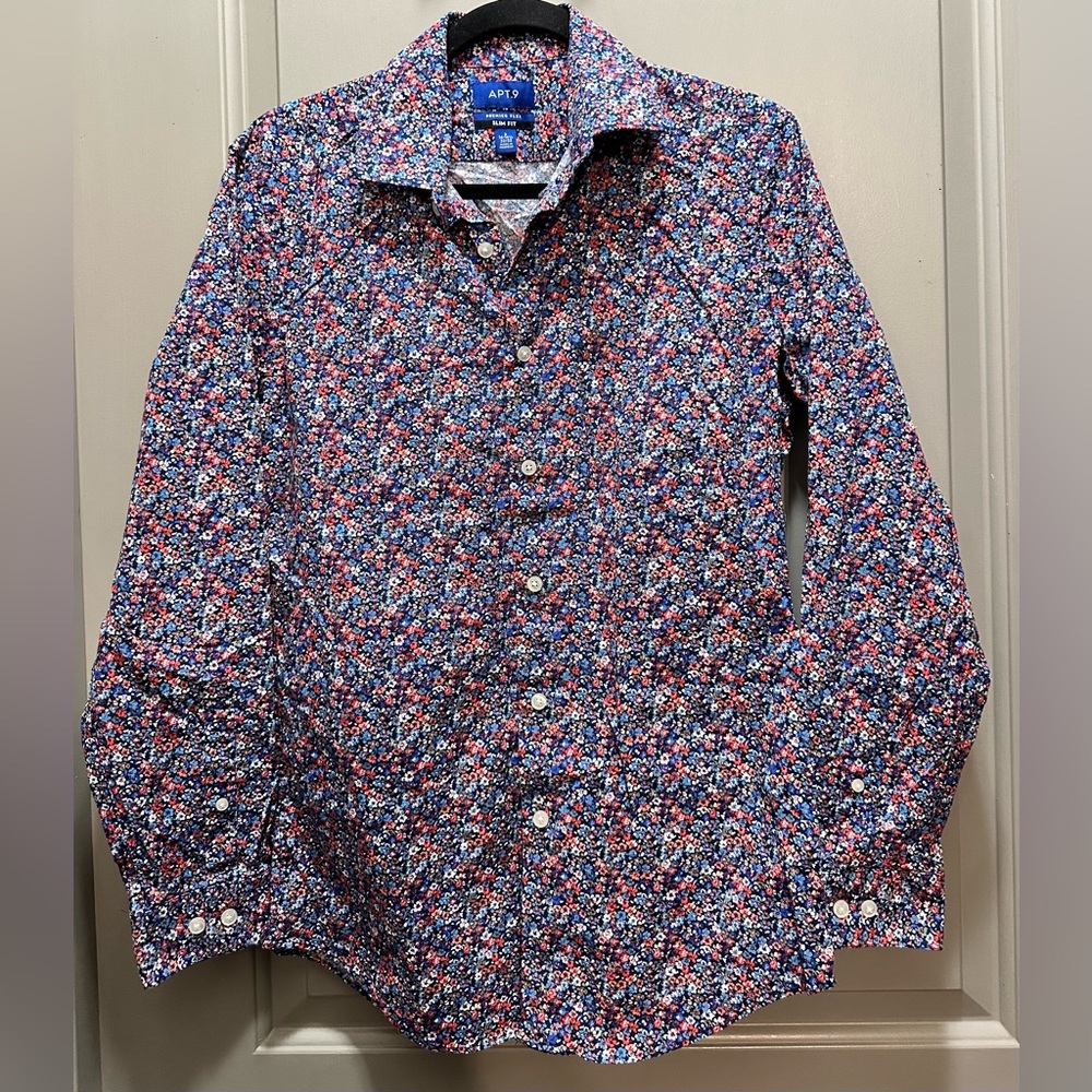 Apt. 9 Size S Men’s Slim Fit Floral Shirt EUC